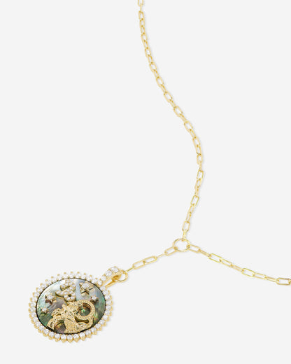 Zodiac Medallion Necklace - Gold|White Diamondettes