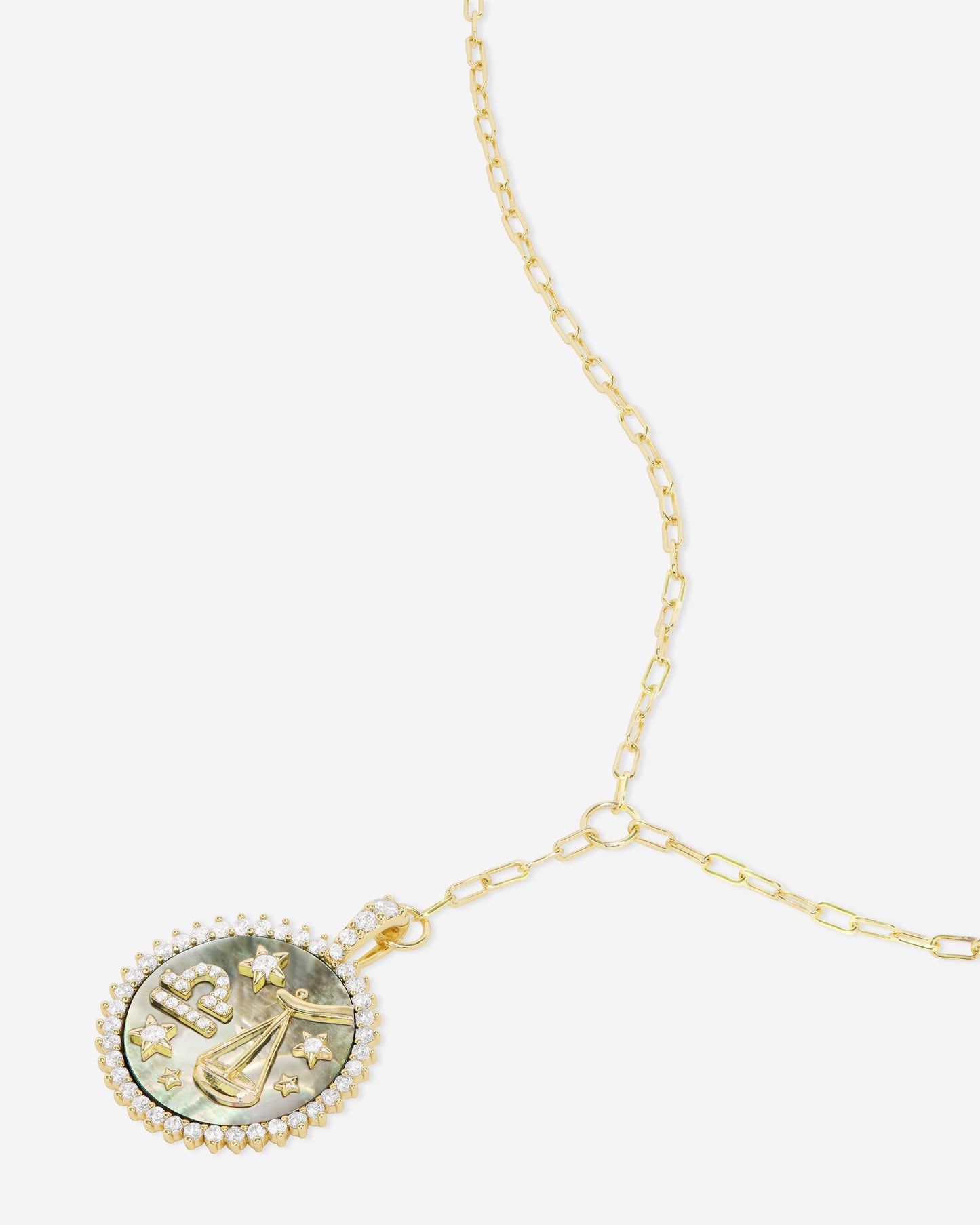 Zodiac Medallion Necklace - Gold|White Diamondettes