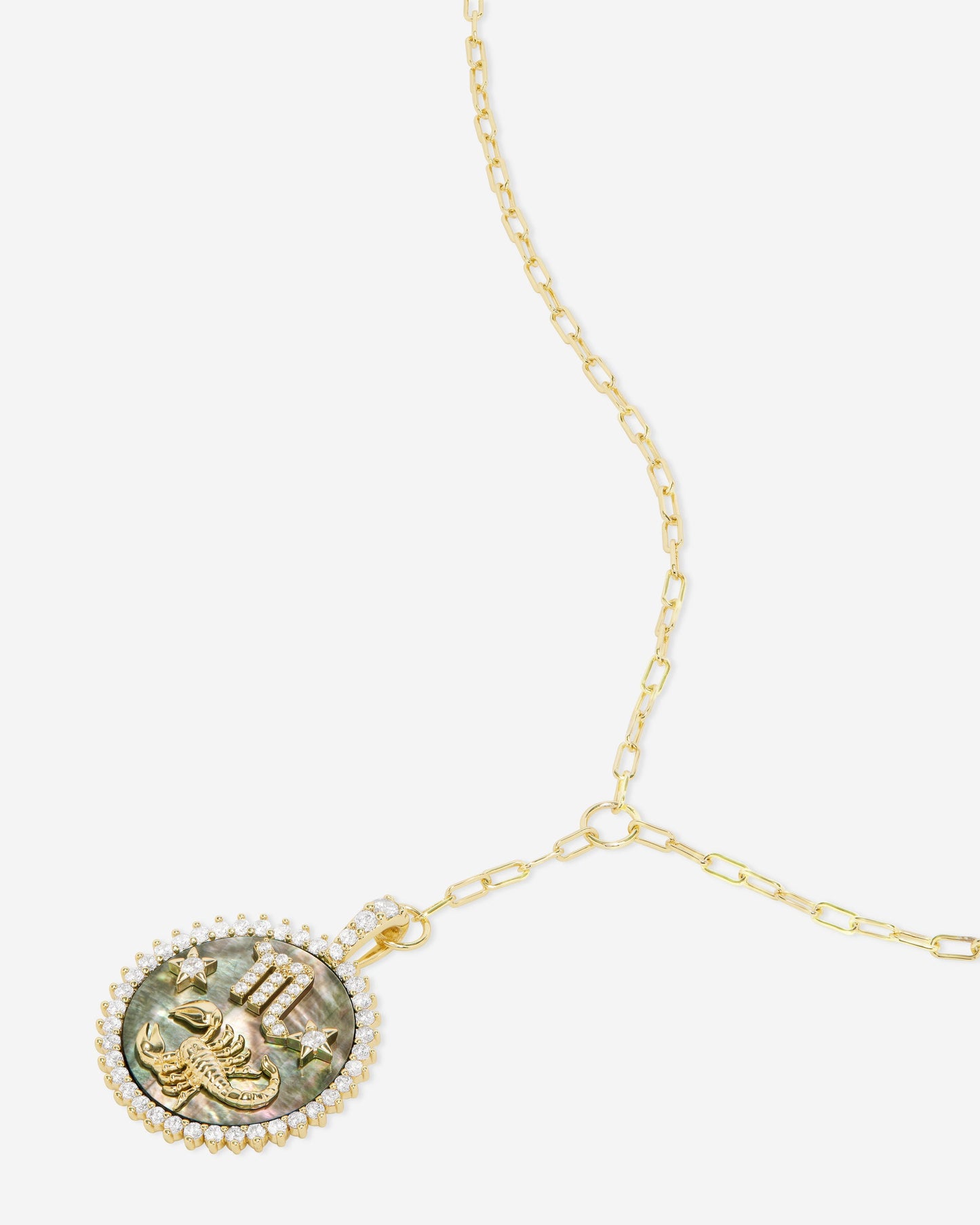 Zodiac Medallion Necklace - Gold|White Diamondettes
