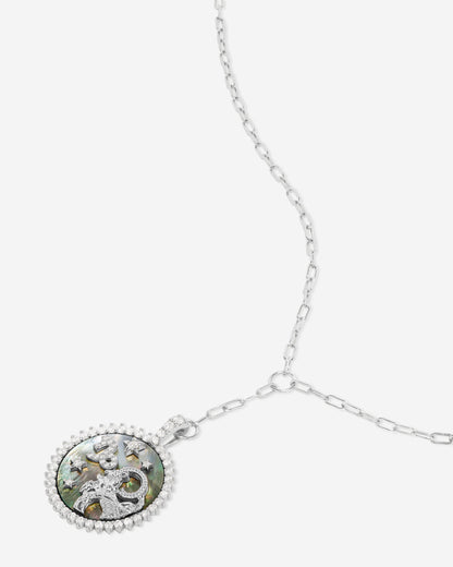 Zodiac Medallion Necklace - Silver|White Diamondettes