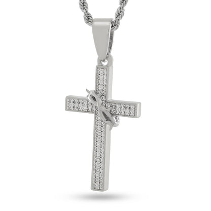 Crown of Thorns Wrapped Cross Necklace