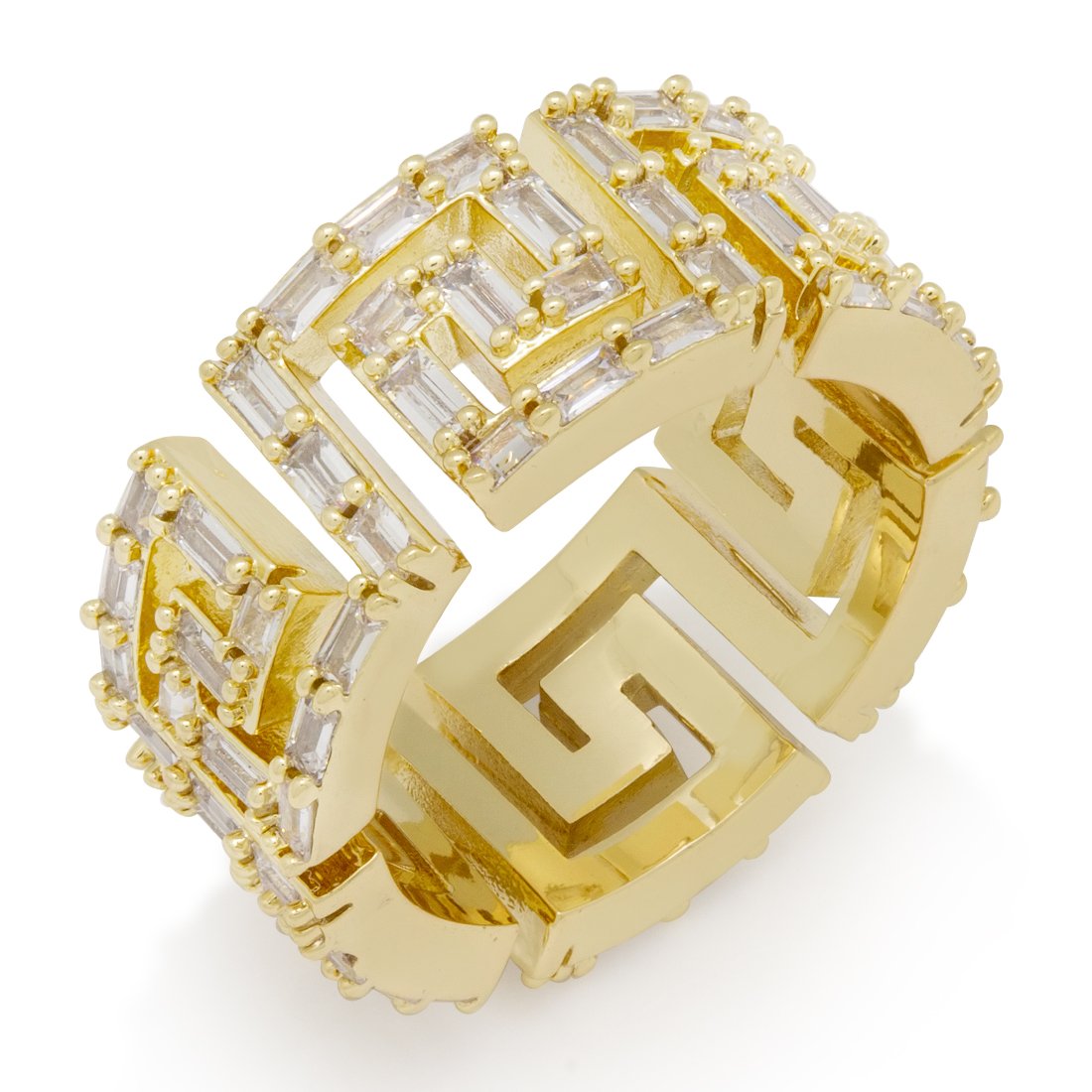 Iced Greek Key Ring