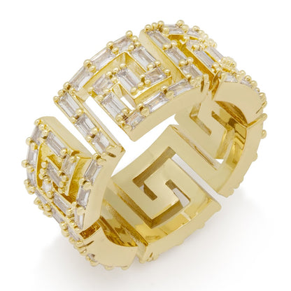 Iced Greek Key Ring