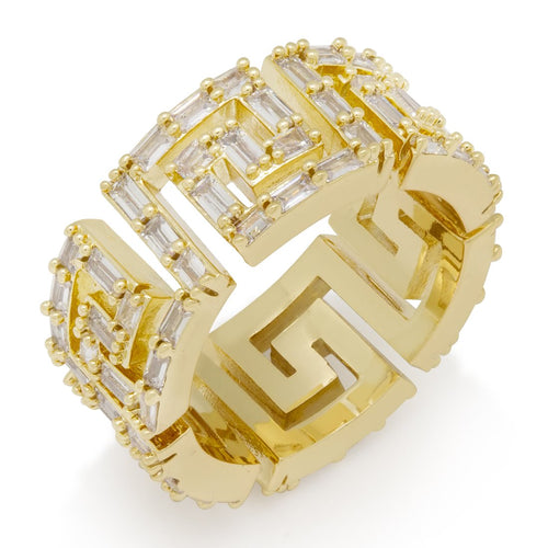 Iced Greek Key Ring