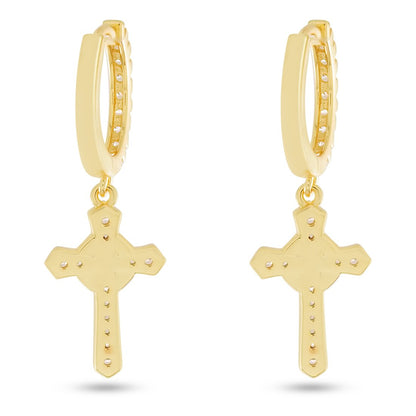 Iced Wrapped Cross Earrings