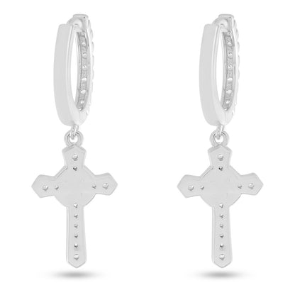 Iced Wrapped Cross Earrings
