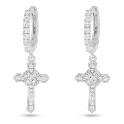 Iced Wrapped Cross Earrings