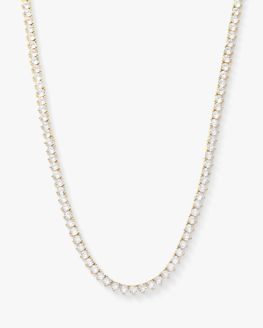 Not Your Basic Tennis Necklace 3mm - Gold|White Diamondettes