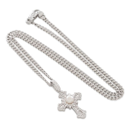 Pearl of Wisdom Cross Necklace