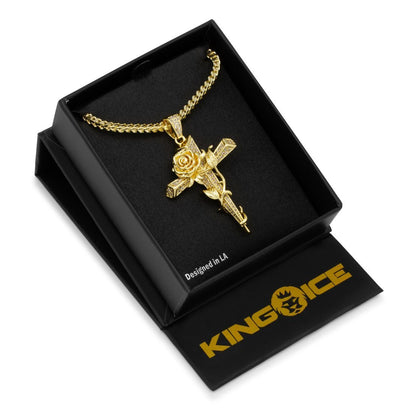 Rose Thorned Cross Necklace